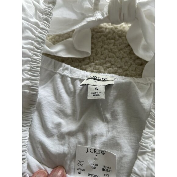J.Crew Top Womens Short Sleeve Woven Mix Tie-Back Shirt White Size S - Picture 7 of 10
